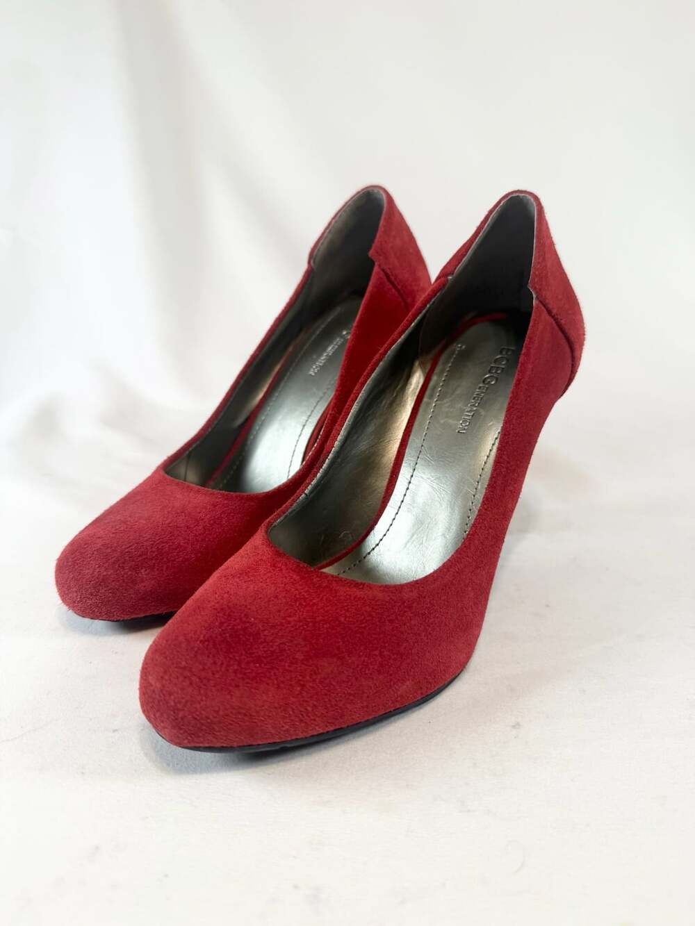 BCBGeneration Women's 7 B Red Burgundy Suede Round Toe Cone Heel Pumps Whimsigot